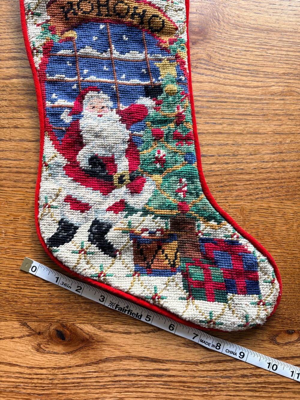 VTG Christmas Santa Needlepoint “Ho Ho Ho” Stocking - Picture 11 of 11